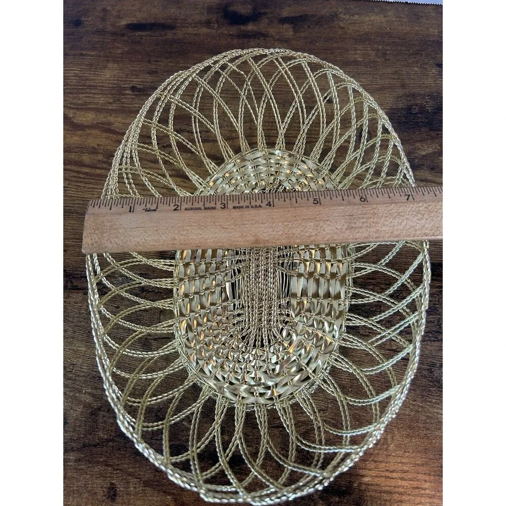 Studio Nova Golden Classic Twist Wire Oval Basket Gold Tone Fruit Bowl Decor